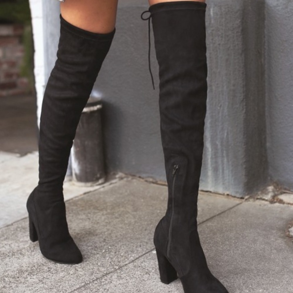 Black suede over the knee boots!